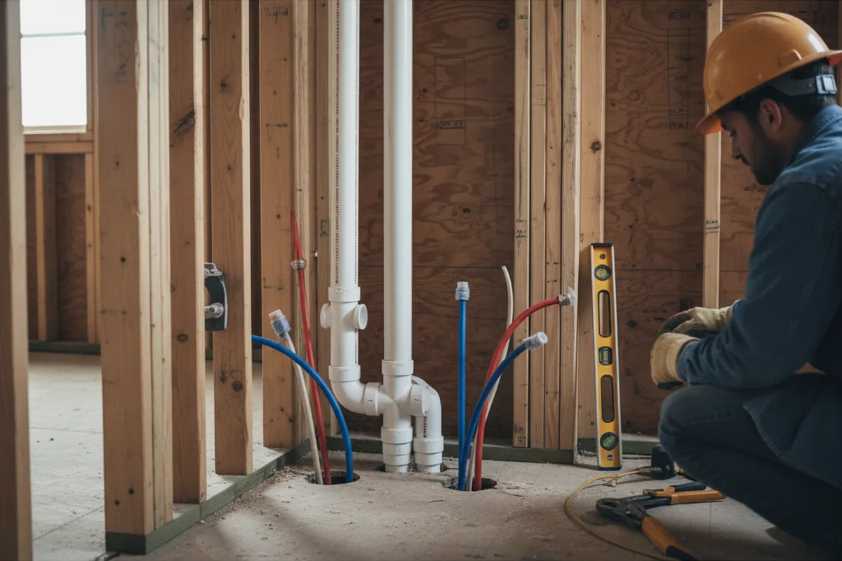 Drain and supply rough-in during Leak Detection in Seekonk